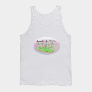 Fernando de Noronha watercolor Island travel, beach, sea and palm trees. Holidays and vacation, summer and relaxation Tank Top